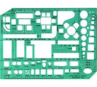 Linex LXG1263S - Plantilla para dibujar muebles (con símbolos de muebles y habitaciones, escala 1-50, 230 x 160 mm, tintada), color verde