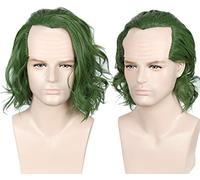 Linfairy Peluca corta de payaso calvo para disfraz de Halloween peluca rizada verde