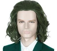 Linfairy Peluca corta de payaso verde para Halloween cosplay peluca rizada