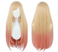 Linfairy Peluca De Cosplay Rosa Con Tinte Rubio Largo Pelucas De Disfraz De Halloween Para Kitagawa Marin