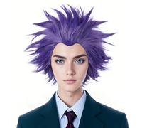 Linfairy Pelucas Cortas de Héroe Para Disfraz de Halloween, Pelo Morado de Anime, Fibra de Alta Temperatura