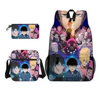Linfemy Kageyama Shigeo - Juego de 3 estuches de mochila de anime con impresión 3D, bolsa de hombro, papelería, gran capacidad, suministros escolares, almacenamiento para estudiantes, tipo 3, 40 / 23