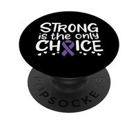 Linfoma de Hodgkin Cáncer Superviviente Combatiente Quimioterapia Violeta Cinta PopSockets PopGrip Adhesivo