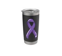 Linfoma Hodgkin Cinta Cáncer Superviviente Combatiente Quimioterapia Violeta Vaso térmico de acero inoxidable de doble pared