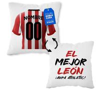 LINFORMAL Cojín Personalizado Fútbol - Diseño Doble Cara con Relleno Incluido - Regalo Original Aficionados del Fútbol - Regalo Camiseta Equipo Fútbol - Athletic 40x40