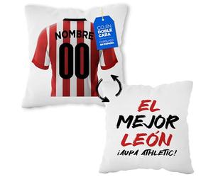 LINFORMAL Cojín Personalizado Fútbol - Diseño Doble Cara con Relleno Incluido - Regalo Original Aficionados del Fútbol - Regalo Camiseta Equipo Fútbol - Athletic 35x35
