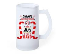 LINFORMAL Jarra Cerveza Personalizada Fútbol | Jarra de Cristal con Nombre | Regalo Futbolero para Hombre | Regalo Día del Padre Original | Jarra Cerveza para Aficionados RAYO VALLECANO