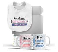 LINFORMAL | Pack Mamá y Papá Primerizos con Babero a Elegir | 2 Tazas Desayuno + Babero Bebé | Regalo Embarazo y Futura Mamá | Regalo Original Primer Día del Padre | 350 ml