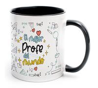 LINFORMAL - Taza "El Mejor Profe del Mundo" - Taza Cerámica 350ml - Taza Original - Taza Café Desayuno - Regalo Fin de Curso - Apto Microondas y Lavavajillas
