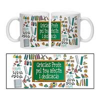 LINFORMAL - Taza "Gràcies profe pel teu afecte i dedicació" (catalá) - Taza Cerámica 350ml - Taza Original - Taza Café Desayuno - Regalo Fin de Curso - Apto Microondas y Lavavajillas