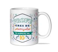 LINFORMAL Taza Profesora y Profesor 350 ml, Regalo Profesora Fin de Curso, Regalos orginales para Profesores, Maestra, Maestro, Seño o Tutor/a | Graduación Profe eres de matrícula