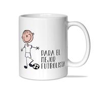 LINFORMAL tazas originales para regalar deportes | taza futbol | taza de cerámica de 350ml de capacil pasión futbolera (FUTBOLISTA BLANCO)