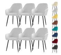 LinFortune Funda Elástica para Silla de Comedor con Brazos Y Respaldo Curvo de Terciopelo para Muebles del Hogar Dormitorio Comedor Protector de Silla Gris Claro 6 Piezas