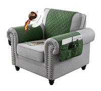 LinFortune Funda para Reposacabezas para Sillón Reclinable Impermeable Antideslizante Funda Alargada para Reposabrazos para Sillón Reclinable Sofá (Verde Oscuro 1 Plaza 3 Piezas)