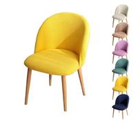 LinFortune Funda para silla de comedor con respaldo curvado, funda redonda a cuadros, funda protectora redonda para silla de comedor, sala de estar, hotel, amarillo, 1 unidad