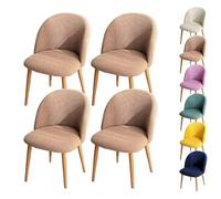 LinFortune Funda para Silla de Comedor con Respaldo Curvo Funda para Silla Redonda A Cuadros Funda Protectora para Taburete Redondo Funda Protectora para Silla de Comedor Color Caqui 4 Piezas