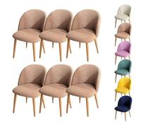 LinFortune Funda para Silla de Comedor con Respaldo Curvo Funda para Silla Redonda A Cuadros Funda Protectora para Taburete Redondo Funda Protectora para Silla de Comedor Color Caqui 6 Piezas