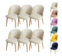 LinFortune Funda para Silla de Comedor con Respaldo Curvo Funda para Silla Redonda A Cuadros Funda Protectora para Taburete Redondo Funda Protectora para Silla de Comedor Color Crema 6 Piezas