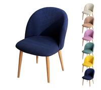 LinFortune Funda para Silla de Comedor con Respaldo Curvo Funda para Silla Redonda A Cuadros Funda Protectora para Taburete Redondo Funda Protectora para Silla de Comedor Azul 1 Unidad