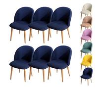 LinFortune Funda para Silla de Comedor con Respaldo Curvo Funda para Silla Redonda A Cuadros Funda Protectora para Silla de Comedor Redonda para Comedor Sala de Estar Hotel Azul 6 Piezas