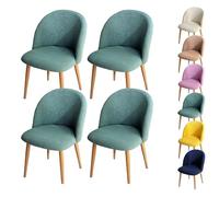 LinFortune Funda para Silla de Comedor con Respaldo Curvo Funda para Silla Redonda A Cuadros Funda Protectora para Silla de Comedor Redonda para Comedor Sala de Estar Hotel 4 Piezas Verde