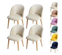 LinFortune Funda para Silla de Comedor con Respaldo Curvo Funda para Silla Redonda A Cuadros Funda Protectora para Taburete Redondo Funda Protectora para Silla de Comedor Color Crema 4 Piezas