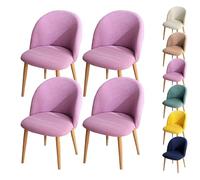 LinFortune Funda para Silla de Comedor con Respaldo Curvo Funda para Silla Redonda A Cuadros Funda Protectora para Taburete Redondo Funda Protectora para Silla de Comedor 4 Piezas Color Morado