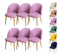 LinFortune Funda para Silla de Comedor con Respaldo Curvo Funda para Silla Redonda A Cuadros Funda Protectora para Taburete Redondo Funda Protectora para Silla de Comedor Color Morado 6 Piezas