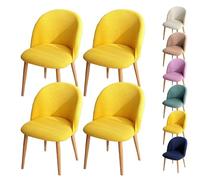 LinFortune Funda para Silla de Comedor con Respaldo Curvo Funda para Silla Redonda A Cuadros Funda Protectora para Taburete Redondo Funda Protectora para Silla de Comedor 4 Piezas Color Amarillo