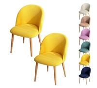 LinFortune Funda para Silla de Comedor con Respaldo Curvo Funda para Silla Redonda A Cuadros Funda Protectora para Taburete Redondo Funda Protectora para Silla de Comedor 2 Piezas Color Amarillo