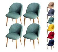 LinFortune Fundas para Sillas de Comedor Con Respaldo Curvo A Cuadros - Elásticas Modernas para Sillas Curvas y Taburetes Redondos - 4 Piezas Color Verde