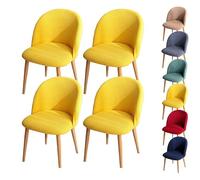 LinFortune Fundas para Sillas de Comedor Fundas para Sillas con Respaldo Curvo A Cuadros Fundas Elásticas Modernas para Sillas Curvas Fundas para Taburetes Redondos 4 Piezas Color Amarillo