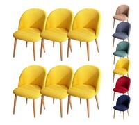 LinFortune Fundas para Sillas de Comedor Fundas para Sillas con Respaldo Curvo A Cuadros Fundas Elásticas Modernas para Sillas Curvas Fundas para Taburetes Redondos 6 Piezas Color Amarillo