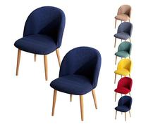 LinFortune Fundas para Sillas de Comedor Fundas para Sillas con Respaldo Curvo A Cuadros Fundas Elásticas Modernas para Sillas Curvas Fundas para Taburetes Redondos 2 Piezas Azul