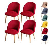 LinFortune Fundas para Sillas de Comedor Fundas para Sillas con Respaldo Curvo A Cuadros Fundas Elásticas Modernas para Sillas Curvas Fundas para Taburetes Redondos 4 Piezas Color Rojo