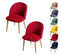 LinFortune Fundas para Sillas de Comedor Fundas para Sillas con Respaldo Curvo A Cuadros Fundas Elásticas Modernas para Sillas Curvas Fundas para Taburetes Redondos 2 Piezas Color Rojo