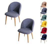 LinFortune Fundas para Sillas de Comedor Fundas para Sillas con Respaldo Curvo A Cuadros Fundas Elásticas Modernas para Sillas Curvas Fundas para Taburetes Redondos 2 Piezas Color Gris