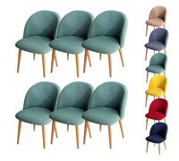 LinFortune Fundas para Sillas de Comedor Fundas para Sillas con Respaldo Curvo A Cuadros Fundas Elásticas Modernas para Sillas Curvas Fundas para Taburetes Redondos 6 Piezas Color Verde