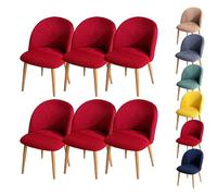LinFortune Fundas para Sillas de Comedor Fundas para Sillas con Respaldo Curvo A Cuadros Fundas Elásticas Modernas para Sillas Curvas Fundas para Taburetes Redondos 6 Piezas Color Rojo