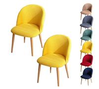 LinFortune Fundas para Sillas de Comedor Fundas para Sillas con Respaldo Curvo A Cuadros Fundas Elásticas Modernas para Sillas Curvas Fundas para Taburetes Redondos 2 Piezas Color Amarillo