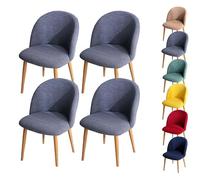 LinFortune Fundas para Sillas de Comedor Fundas para Sillas con Respaldo Curvo A Cuadros Fundas Elásticas Modernas para Sillas Curvas Fundas para Taburetes Redondos 4 Piezas Color Gris