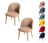 LinFortune Fundas para Sillas de Comedor Fundas para Sillas con Respaldo Curvo A Cuadros Fundas Elásticas Modernas para Sillas Curvas Fundas para Taburetes Redondos Color Caqui 2 Piezas