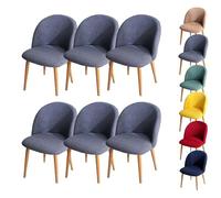 LinFortune Fundas para Sillas de Comedor Fundas para Sillas con Respaldo Curvo A Cuadros Fundas Elásticas Modernas para Sillas Curvas Fundas para Taburetes Redondos 6 Piezas Color Gris