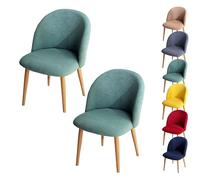 LinFortune Fundas para Sillas de Comedor Fundas para Sillas con Respaldo Curvo A Cuadros Fundas Elásticas Modernas para Sillas Curvas Fundas para Taburetes Redondos 2 Piezas Color Verde