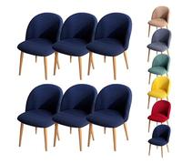 LinFortune Fundas para Sillas de Comedor Fundas para Sillas con Respaldo Curvo A Cuadros Fundas Elásticas Modernas para Sillas Curvas Fundas para Taburetes Redondos Azul 6 Piezas