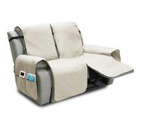 LinFortune Fundas Reclinables para Sillón Eléctrico de 2 Plazas Funda Impermeable para Sofá Reclinable Funda Protectora para Sillones Protector de Muebles para Sala de Estar (Beige 2 Plazas)