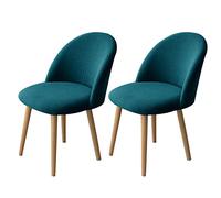 LinFortune - Juego de 2 fundas de silla de comedor, ampliables, con respaldo curvado, fundas de silla auxiliar, modernas, lavables sin apoyabrazos para salón, cocina, hotel (azul pavo real, 2 piezas)