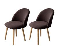 LinFortune Juego de 2 fundas elásticas para sillas de comedor, respaldo curvado, modernas, para sillas de acento, lavables, sin reposabrazos, para salón, cocina, hotel (marrón, 2 unidades)