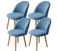 LinFortune - Juego de 4 fundas de silla de comedor, ampliables, con respaldo curvado, fundas de silla auxiliar, modernas, lavables sin apoyabrazos para salón, cocina, hotel (azul 4 piezas)