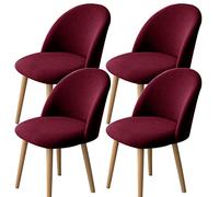 LinFortune - Juego de 4 fundas de silla de comedor, ampliables, con respaldo curvado, fundas de silla de apoyo modernas, lavables sin apoyabrazos para salón, cocina hotel (4 piezas), color burdeos